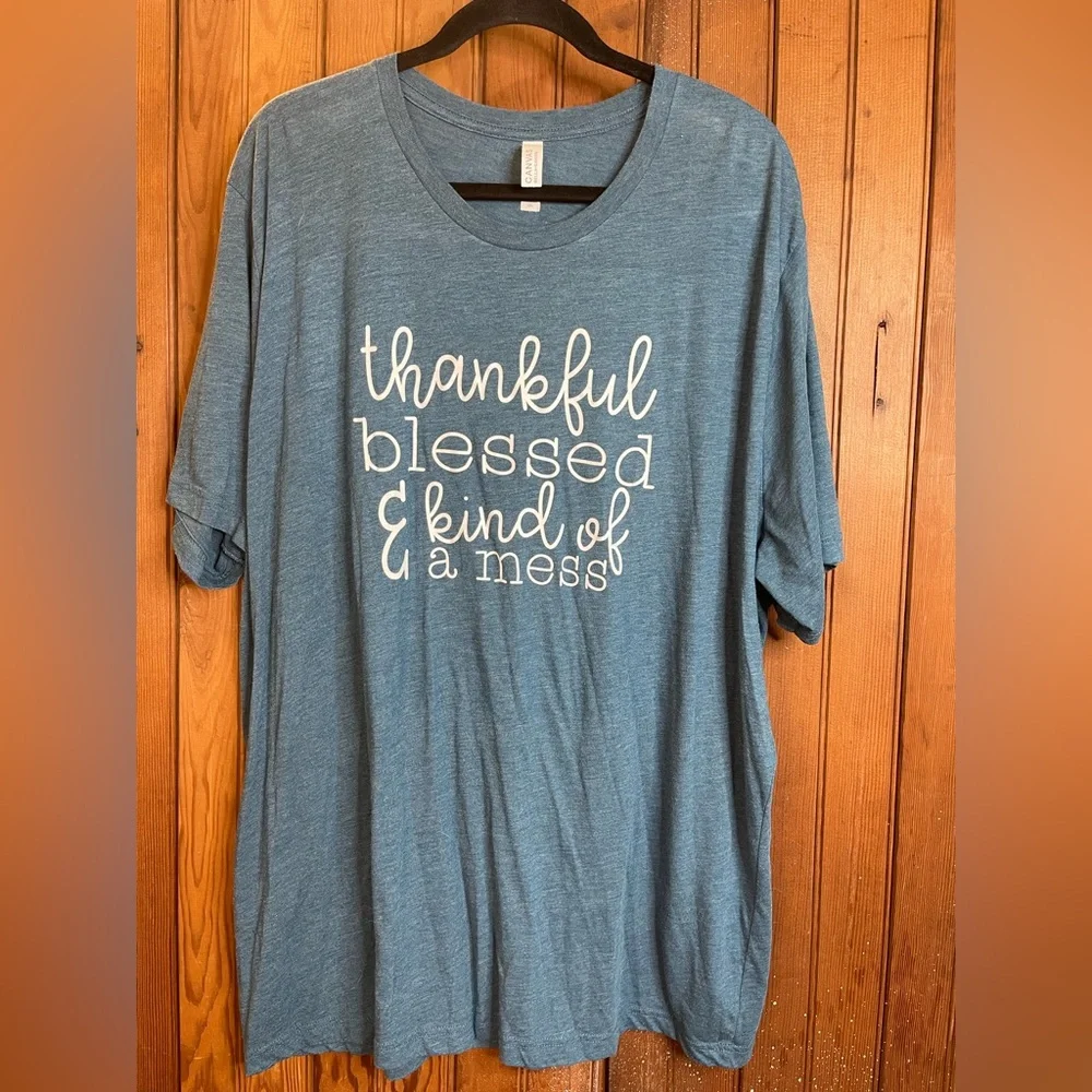 ⭐️Bella Canvas Thankful, Blessed & Kind of a Mess Blue T-Shirt